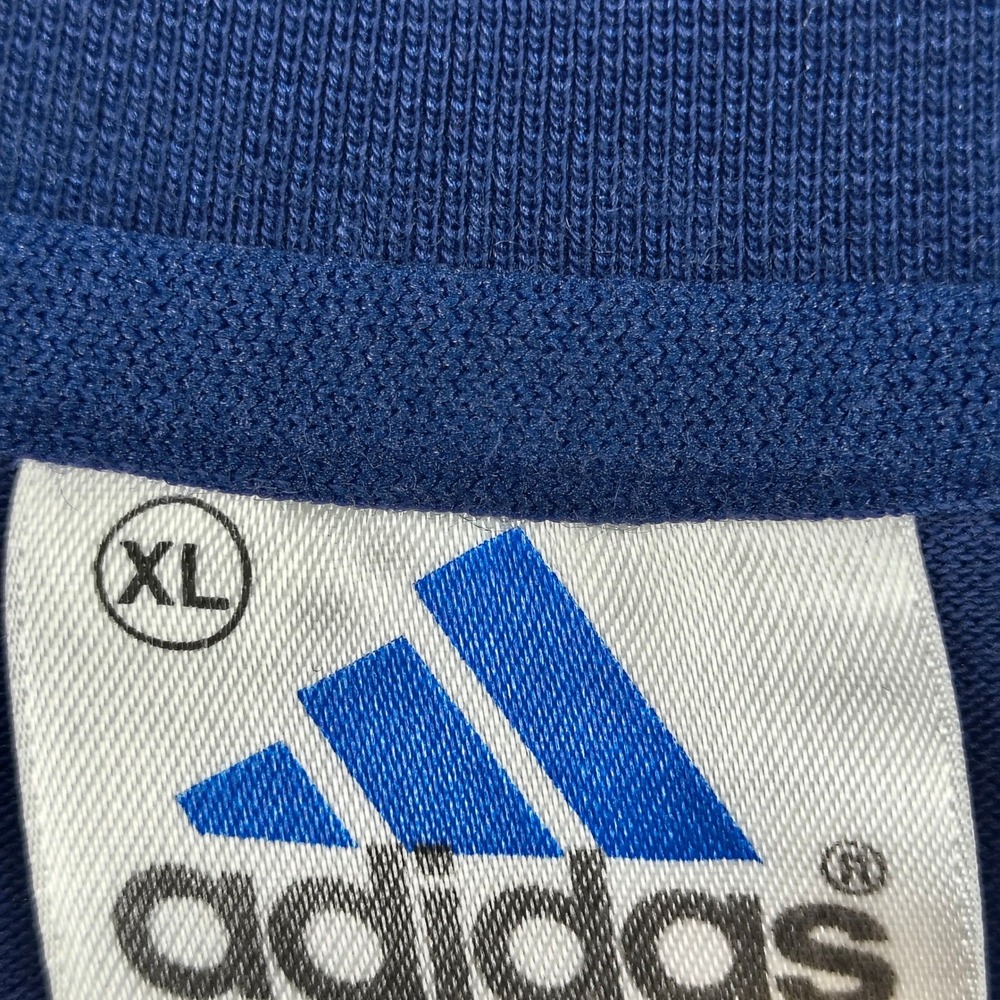 Adidas Mens XL Mesh Athletic Jersey Shirt White Navy Blue Orange 3-Stripes VTG - Picture 4 of 15